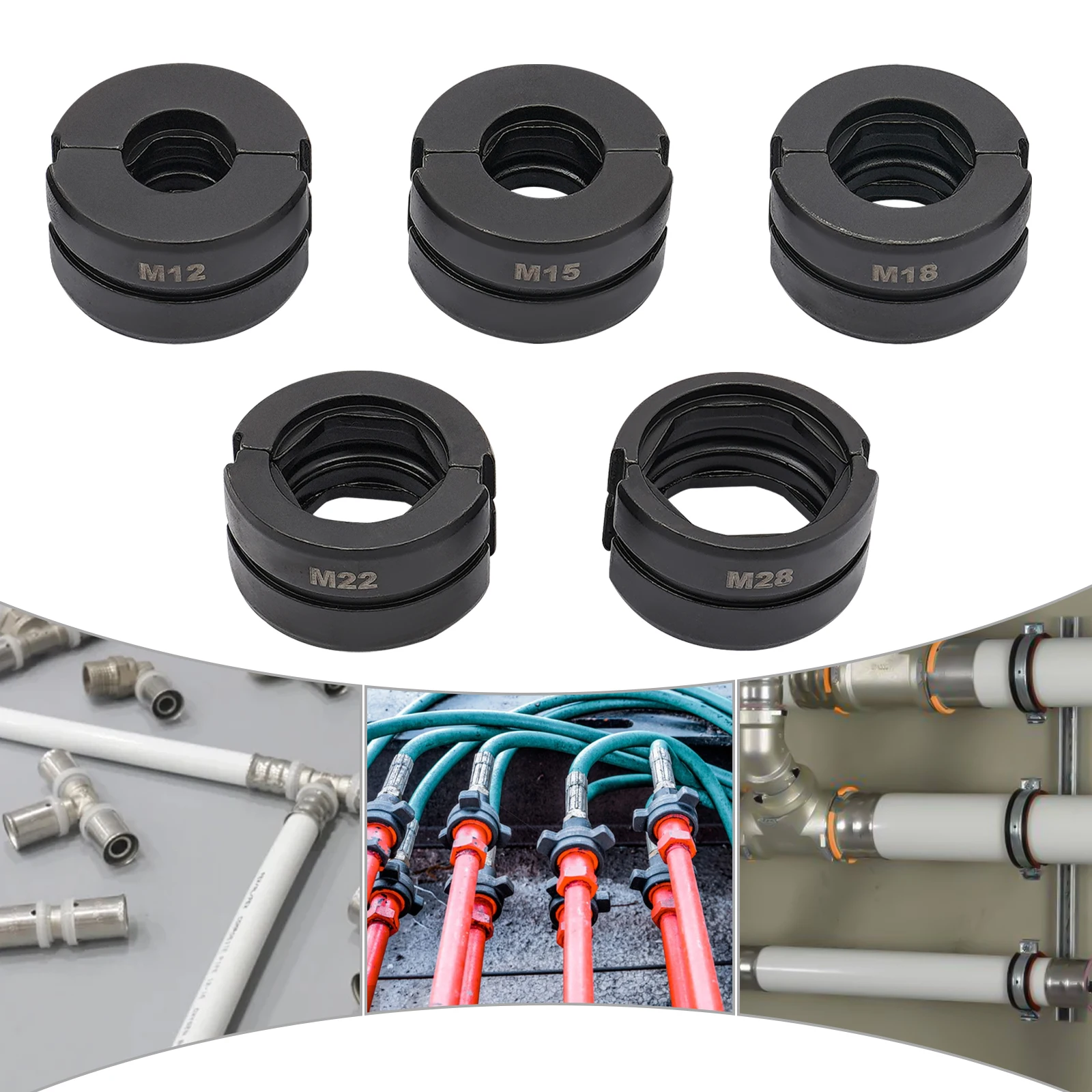M/V-Contour 12/15/18/22/28mm Presser Jaws Set,Crimping Dies Tubular Clamp Kit,Crimp Inserts for Crimping Copper Tubes