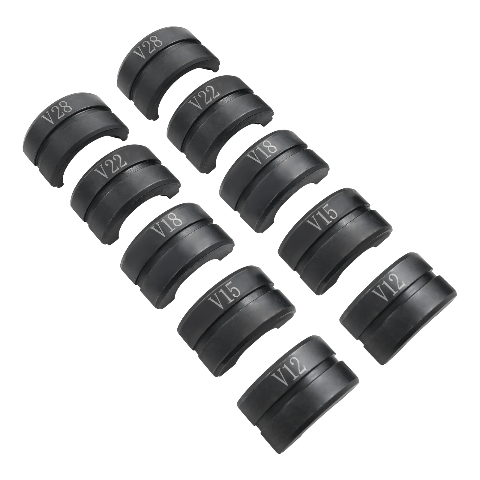 M/V-Contour 12/15/18/22/28mm Presser Jaws Set,Crimping Dies Tubular Clamp Kit,Crimp Inserts for Crimping Copper Tubes