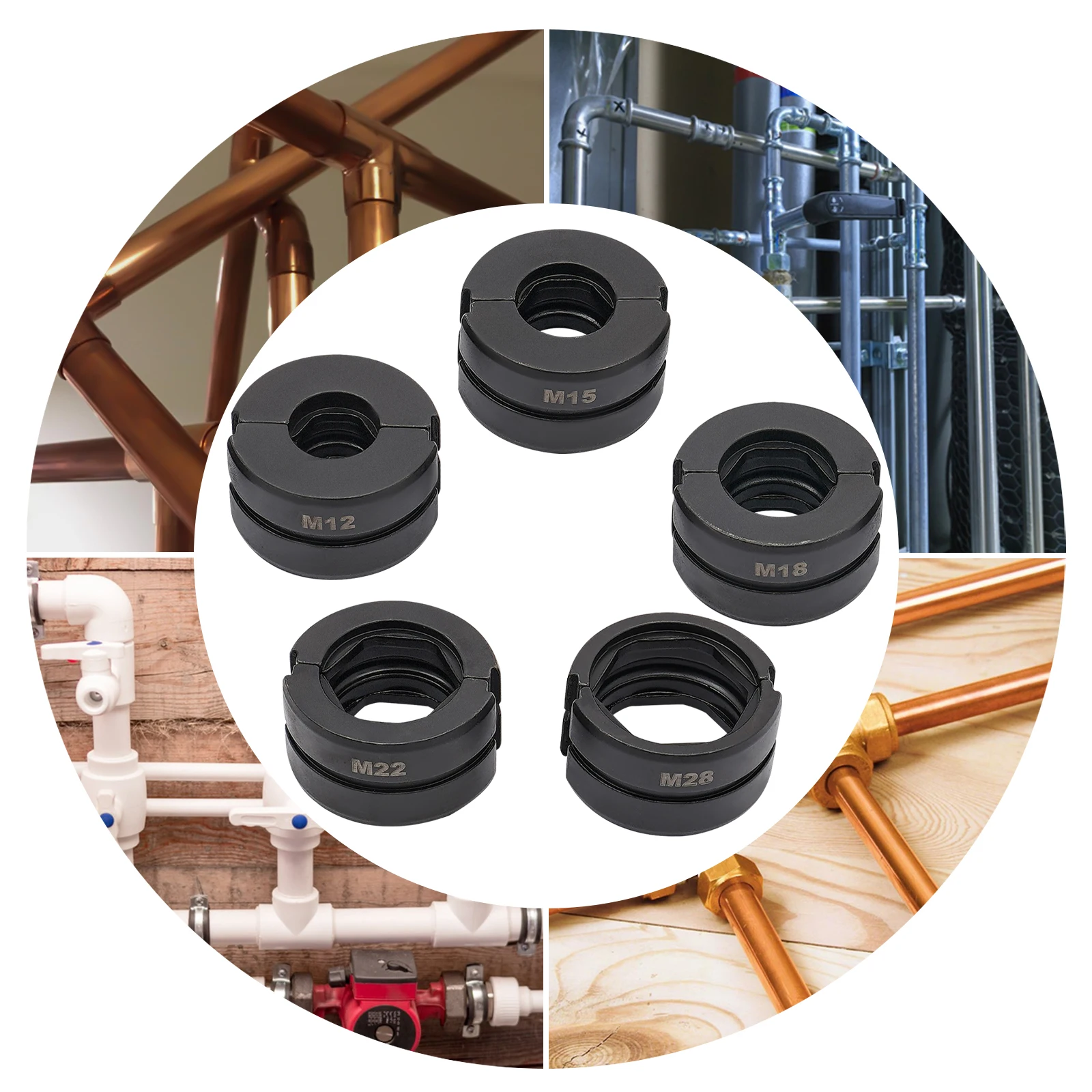 M/V-Contour 12/15/18/22/28mm Presser Jaws Set,Crimping Dies Tubular Clamp Kit,Crimp Inserts for Crimping Copper Tubes
