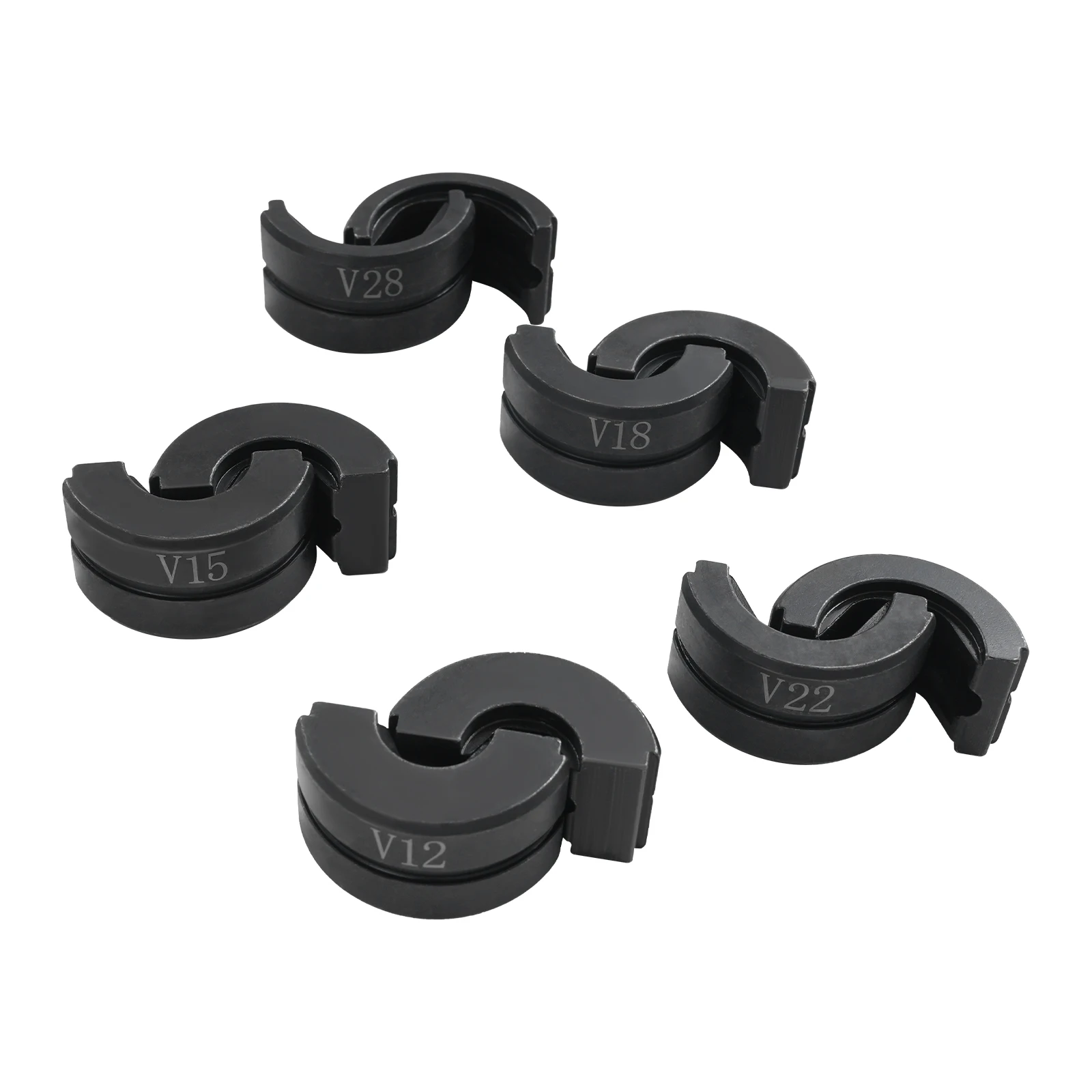 M/V-Contour 12/15/18/22/28mm Presser Jaws Set,Crimping Dies Tubular Clamp Kit,Crimp Inserts for Crimping Copper Tubes