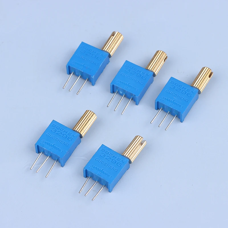 5PCS 3296W Multi-turn Adjustable Potentiometer 1K2K5K10K20K50K100K200K500K1M Metal Shaft Long Handle