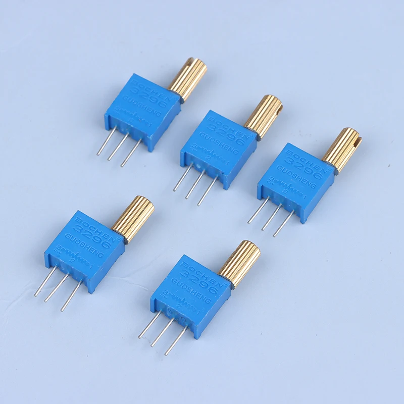 5PCS 3296W Multi-turn Adjustable Potentiometer 1K2K5K10K20K50K100K200K500K1M Metal Shaft Long Handle