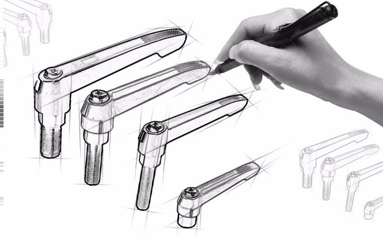 M8 Black AISI304 Stainlesss Steel Clamping Handle Tension Levers ,Solid Adjustable Handle