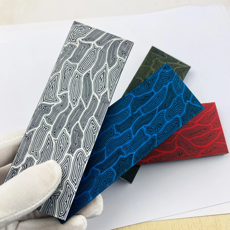 New Style G10 Knife Handle Material Damascus Pattern Diy Handle Composite Material G-10 Tool Patch Material 130x45x8mm