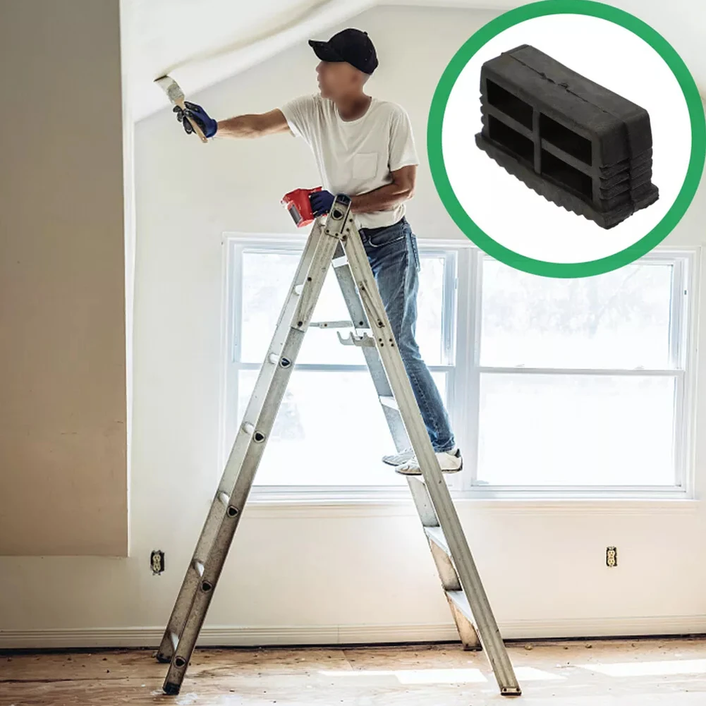 4Pcs Ladder Leg Feet Pads Ladder Non Slip Feet Attic Ladder Leg Protector Trapezoid Pads Replacement Non Slip Folding Rubber
