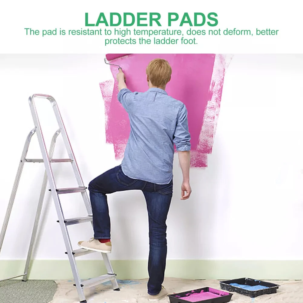 4Pcs Ladder Leg Feet Pads Ladder Non Slip Feet Attic Ladder Leg Protector Trapezoid Pads Replacement Non Slip Folding Rubber