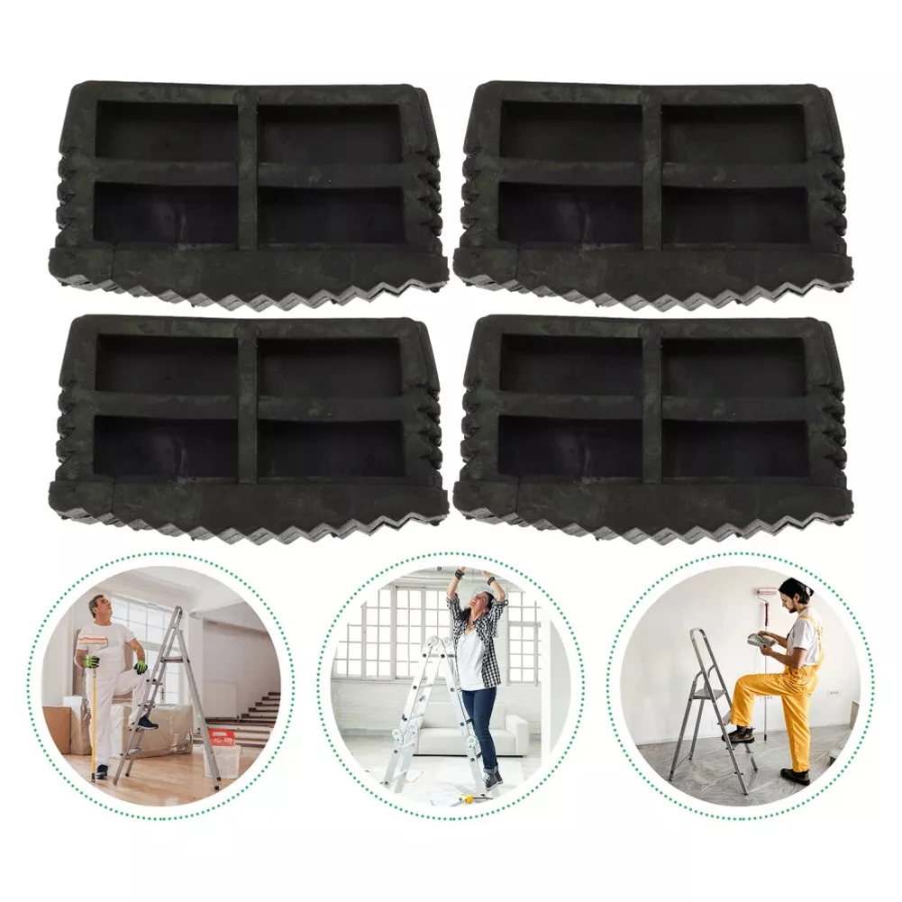 4Pcs Ladder Leg Feet Pads Ladder Non Slip Feet Attic Ladder Leg Protector Trapezoid Pads Replacement Non Slip Folding Rubber