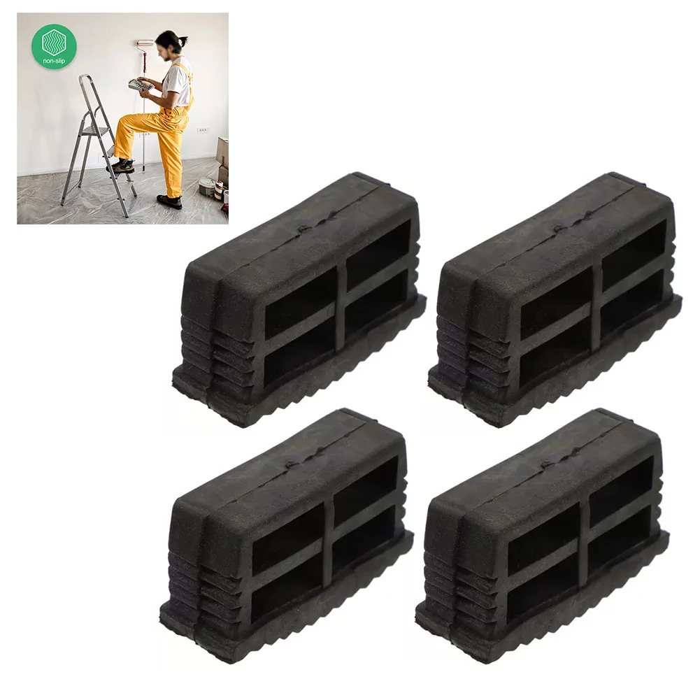 4Pcs Ladder Leg Feet Pads Ladder Non Slip Feet Attic Ladder Leg Protector Trapezoid Pads Replacement Non Slip Folding Rubber
