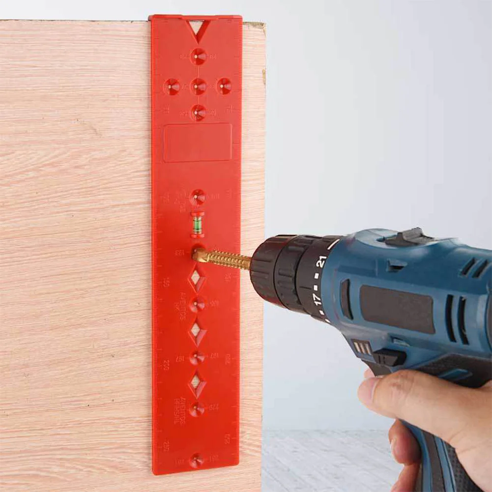 Hinge Hole Drilling Guide Locator Hole Opener template Bubble Level Ruler Door Cabinets Woodworking Guide Punch Locator DIY tool