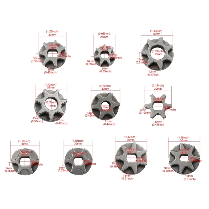 M10 M14 M16 Sprocket Chain Saw Gear for Grinder Replacement Gear Chainsaw 7/6/3 Tooth Electric Bracket Power Tool