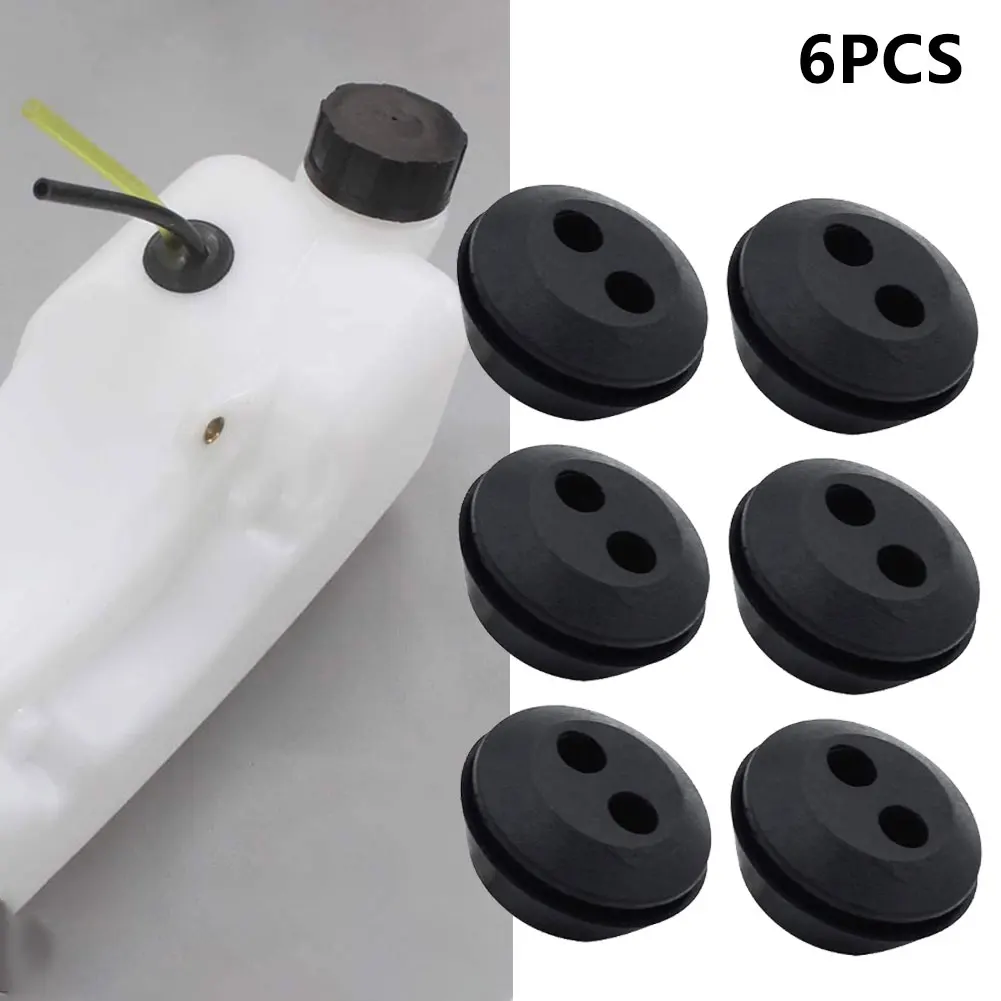 6Pcs Rubber Grommet 2 Holes Fuel Tank Seal Grommet Fuel Tank Rubber Grommet For Hedge Trimmer Brush Cutters Garden Supplies