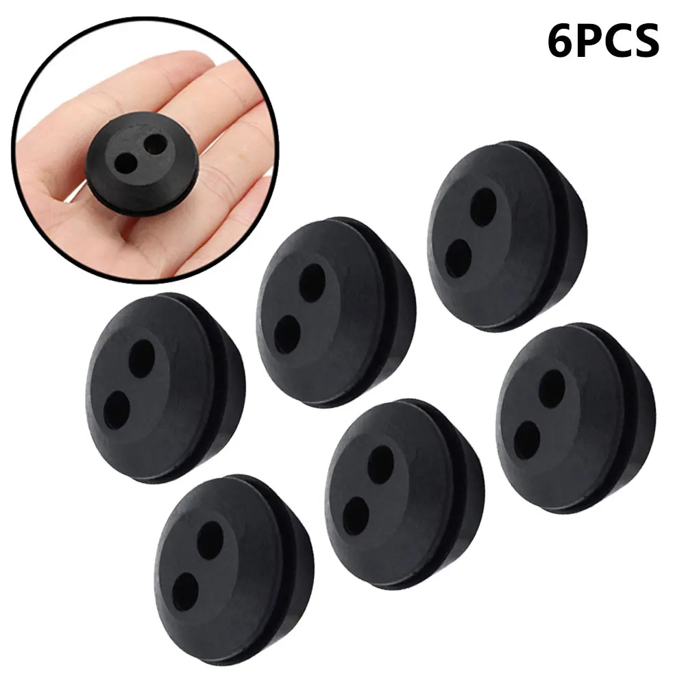 6Pcs Rubber Grommet 2 Holes Fuel Tank Seal Grommet Fuel Tank Rubber Grommet For Hedge Trimmer Brush Cutters Garden Supplies