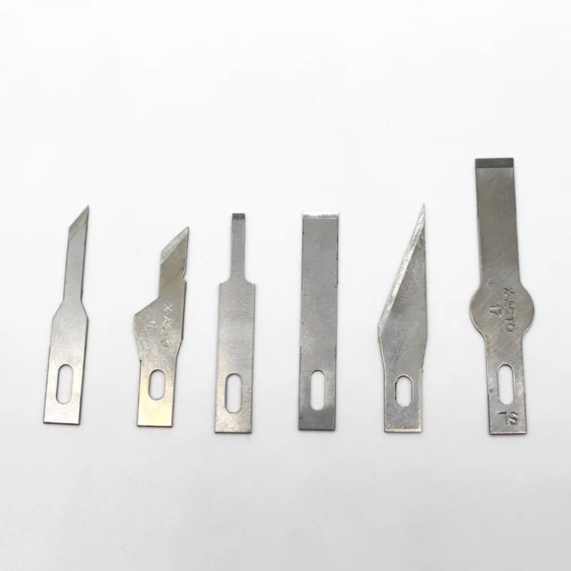 10PCS Stainless Steel Blades with Handle Wood Cutting Engraving Tool Set Mobile Phone BGA IC Chip Glue Removal Repair Hand Tools