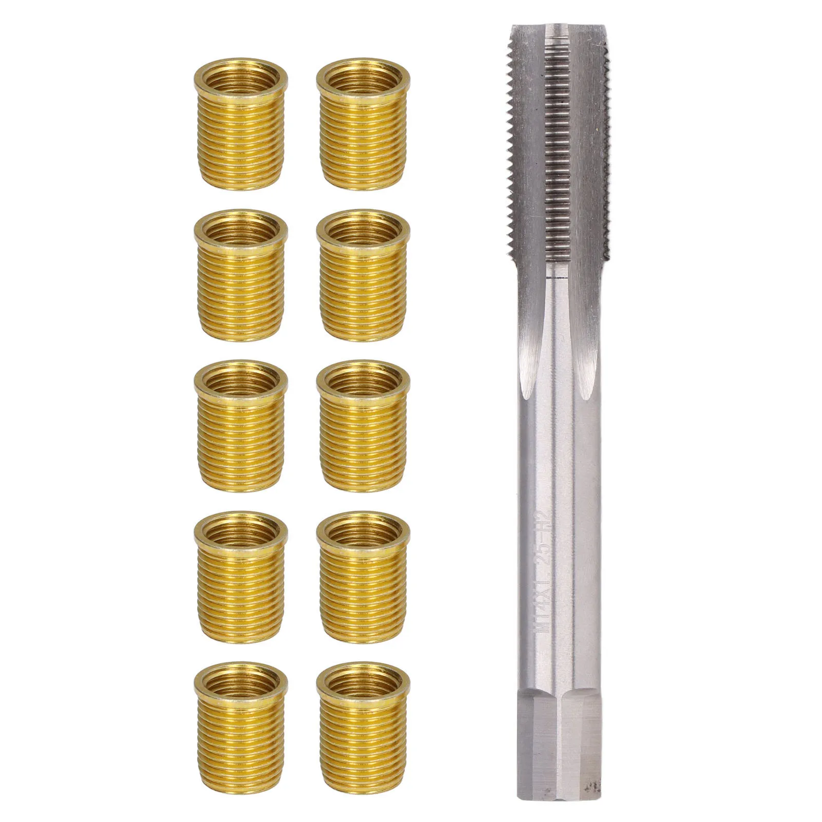 Spark Plug Thread Hole Repair Tools Metal M12x1.25 Inserts M14x1.25 Tap 14mm Rethreaded Kit Threaded Tap Spark Plug Tap Inserts