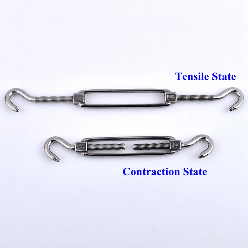 M5~M24 Turnbuckle 304 Stainless Steel Wire Rope Tension Device Shading Net Tarpaulin Installation DIY Tools Flange Bolt Hook