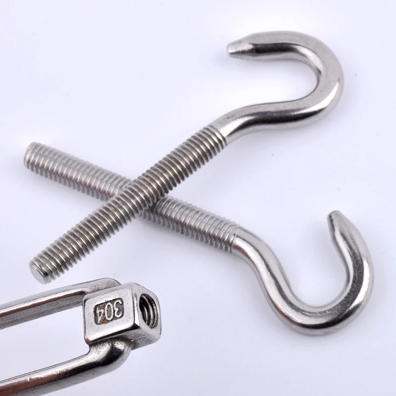 M5~M24 Turnbuckle 304 Stainless Steel Wire Rope Tension Device Shading Net Tarpaulin Installation DIY Tools Flange Bolt Hook
