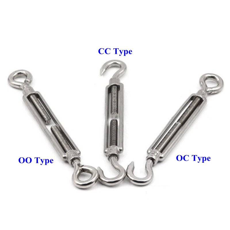 M5~M24 Turnbuckle 304 Stainless Steel Wire Rope Tension Device Shading Net Tarpaulin Installation DIY Tools Flange Bolt Hook