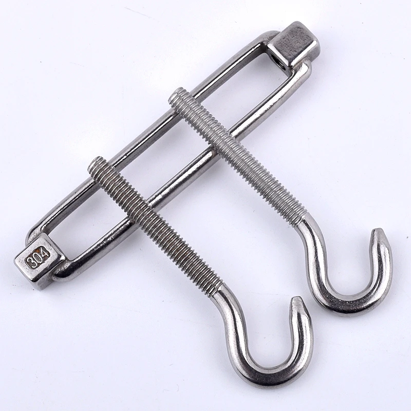 M5~M24 Turnbuckle 304 Stainless Steel Wire Rope Tension Device Shading Net Tarpaulin Installation DIY Tools Flange Bolt Hook