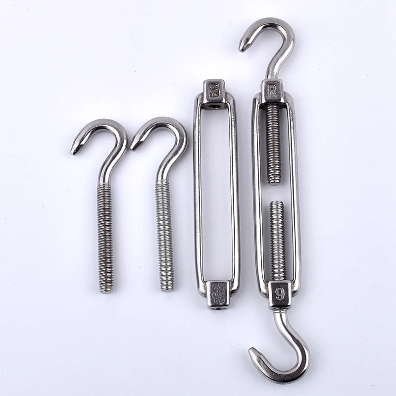 M5~M24 Turnbuckle 304 Stainless Steel Wire Rope Tension Device Shading Net Tarpaulin Installation DIY Tools Flange Bolt Hook