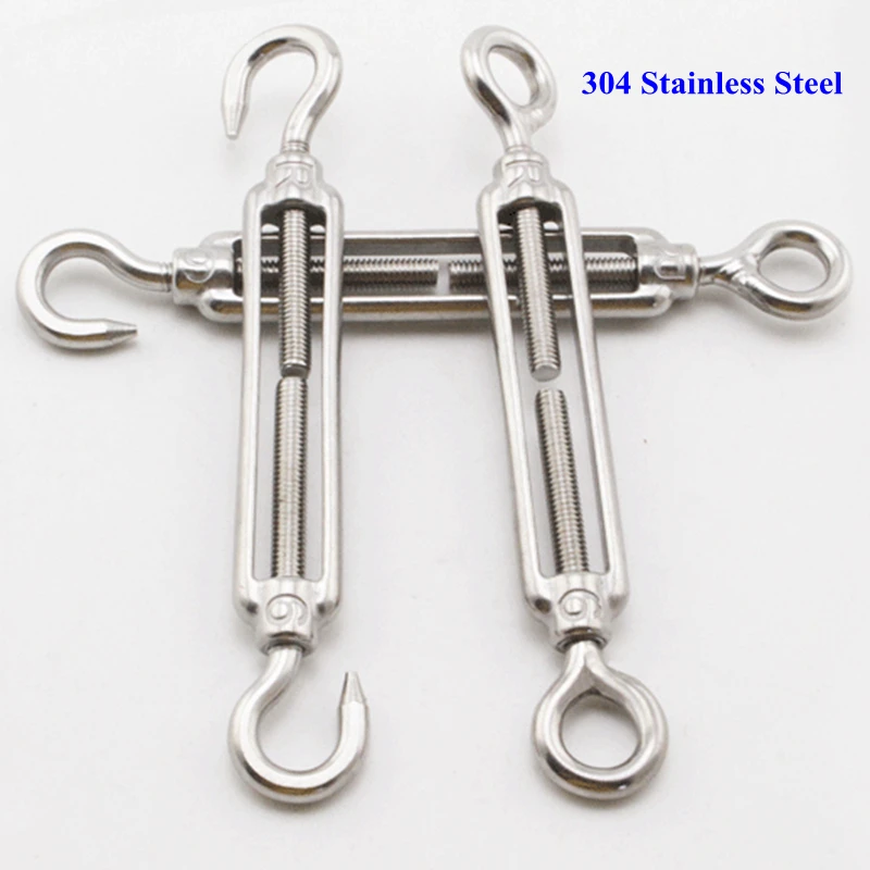M5~M24 Turnbuckle 304 Stainless Steel Wire Rope Tension Device Shading Net Tarpaulin Installation DIY Tools Flange Bolt Hook