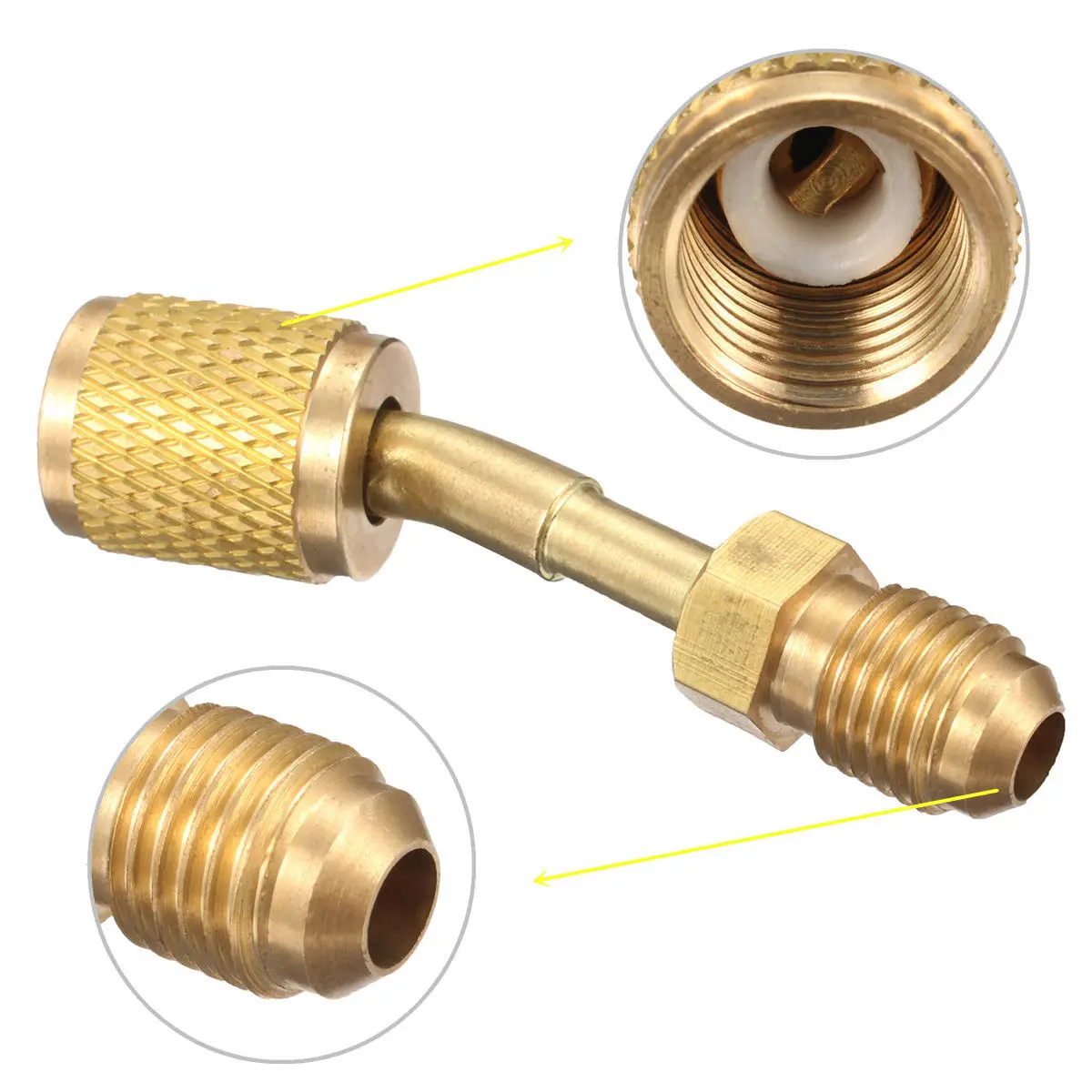 R410a Adapter 5/16" SAE Female to 1/4" SAE Male High Strength Air Conditioning Split Ductless Service Port Adapter