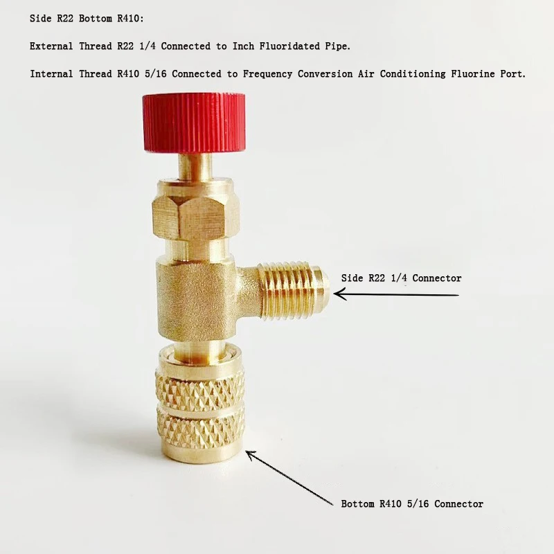 Air Conditioning Refrigeration Safety Valve R410A R22 1/4 " Refrigerant Charging Safety Liquid Copper Adapter Hand Tool Parts