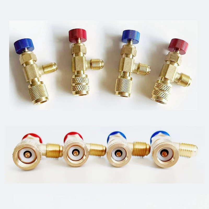 Air Conditioning Refrigeration Safety Valve R410A R22 1/4 " Refrigerant Charging Safety Liquid Copper Adapter Hand Tool Parts