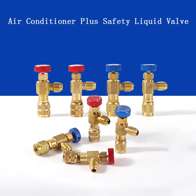Air Conditioning Refrigeration Safety Valve R410A R22 1/4 " Refrigerant Charging Safety Liquid Copper Adapter Hand Tool Parts