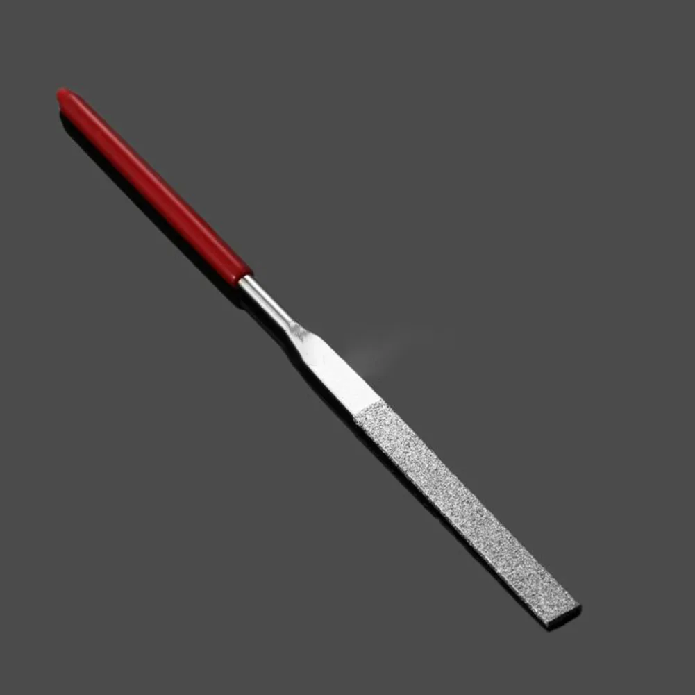 Needle File Non-slip Handle DIY Red Plastic Handle Metal Stone Grinding Flat Jewelry Polishing Tool Needle