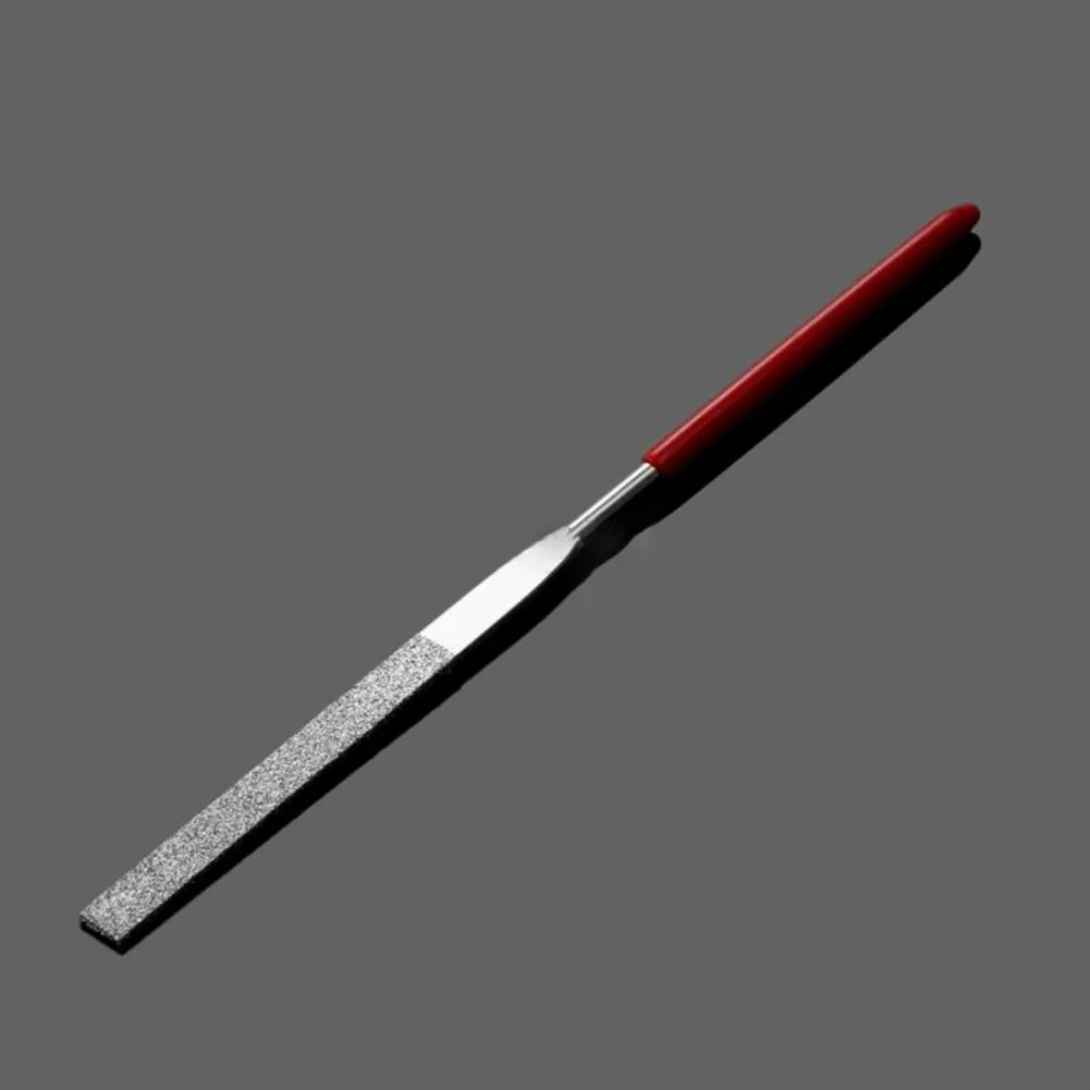 Needle File Non-slip Handle DIY Red Plastic Handle Metal Stone Grinding Flat Jewelry Polishing Tool Needle
