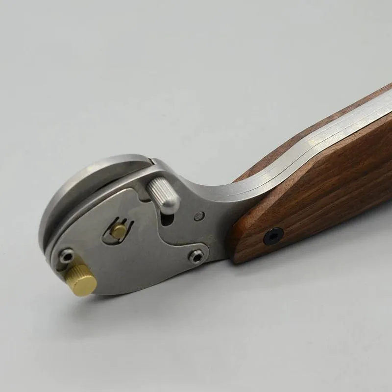 Nattools Full Metal Rotary Cutter Stainless Steel Leather Craft Knife Retractable Blade Walnut Handle 45 Mm