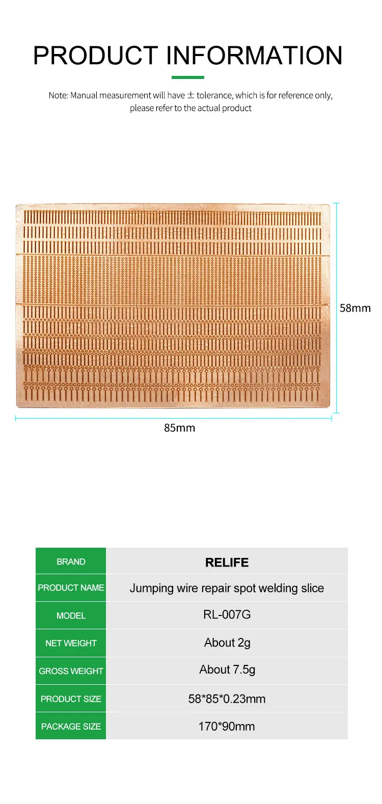 RELIFE RL-007GA-007G Dot Repairing Solder Lug Spot Soldering Pad Welding Board Flywire Replacement IC Repair Tool Fix 2761 1400