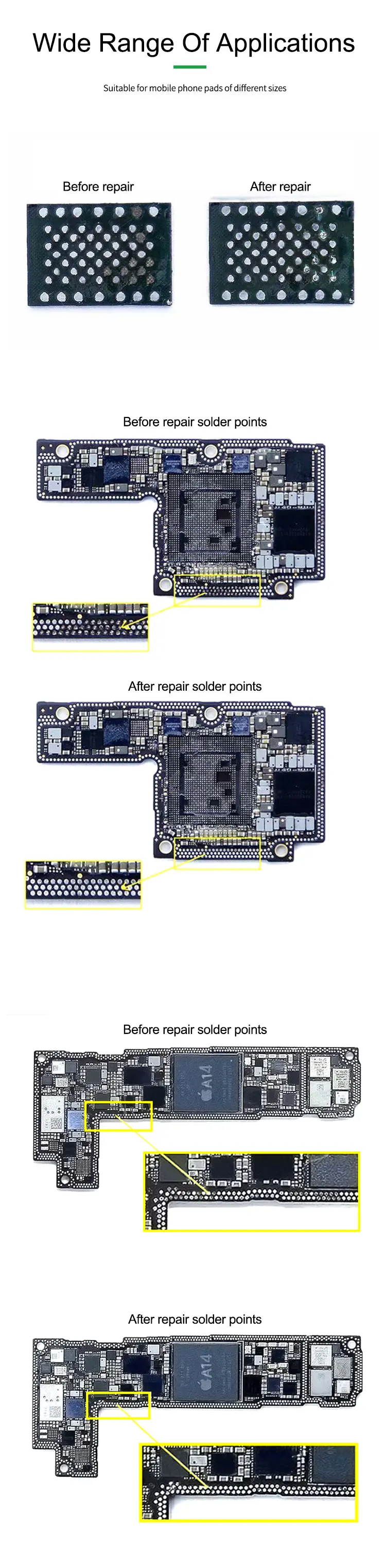 RELIFE RL-007GA-007G Dot Repairing Solder Lug Spot Soldering Pad Welding Board Flywire Replacement IC Repair Tool Fix 2761 1400