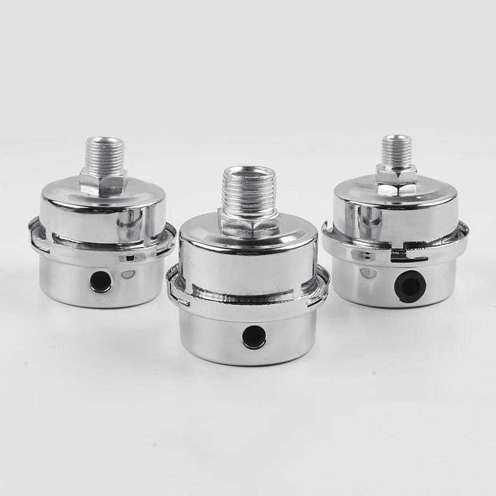 Metal Air Filter OilFree Muffler For 12 5mm/16mm/20mm Air Compressor Pump, Noise Reduction, Easy Installation Silver