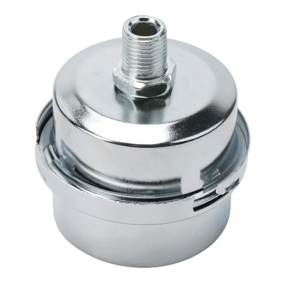 Metal Air Filter OilFree Muffler For 12 5mm/16mm/20mm Air Compressor Pump, Noise Reduction, Easy Installation Silver