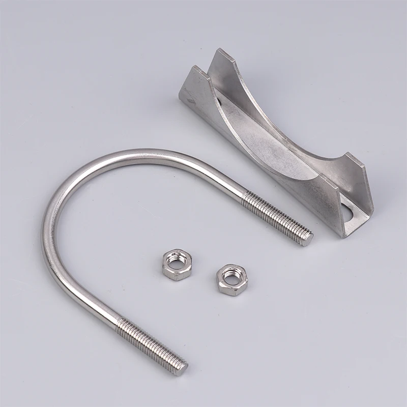 1Pc 304 Stainless Steel U-Screw Irregular Bolt With Baffle And Nut M8 Exhaust Pipe Clamp