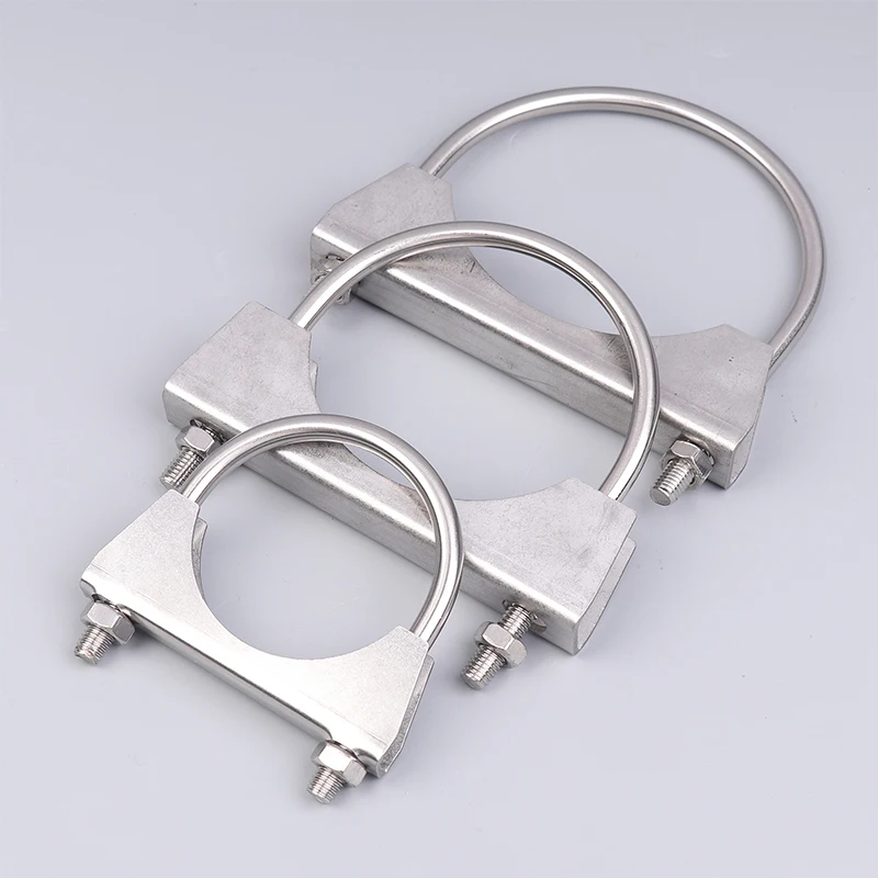 1Pc 304 Stainless Steel U-Screw Irregular Bolt With Baffle And Nut M8 Exhaust Pipe Clamp