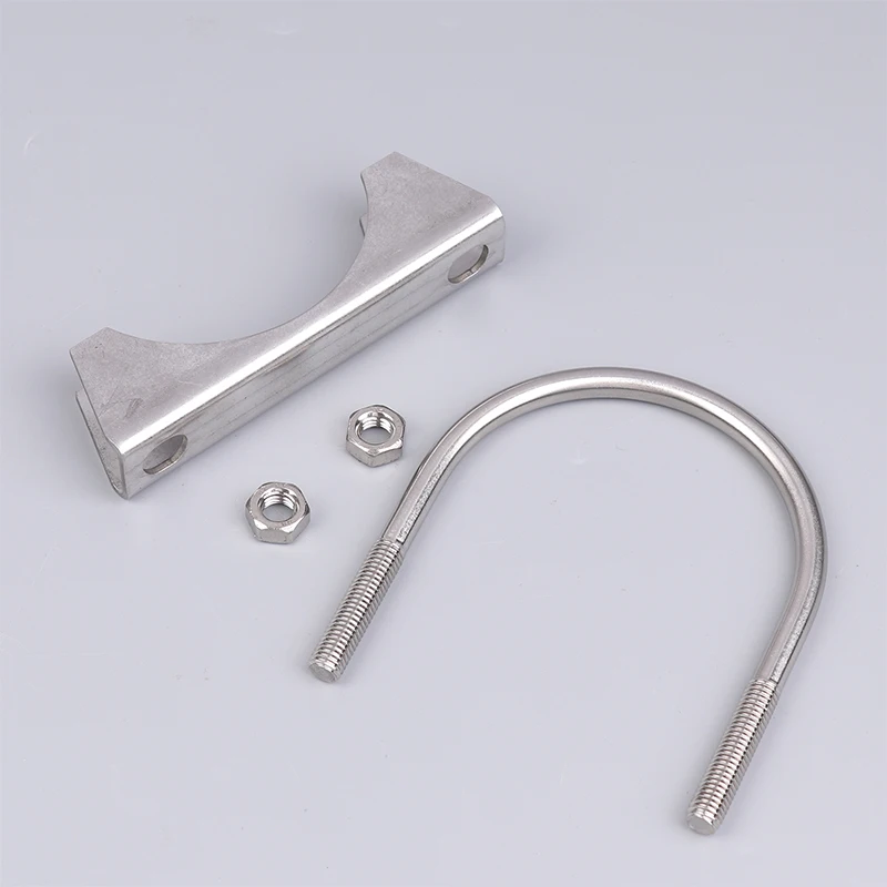 1Pc 304 Stainless Steel U-Screw Irregular Bolt With Baffle And Nut M8 Exhaust Pipe Clamp