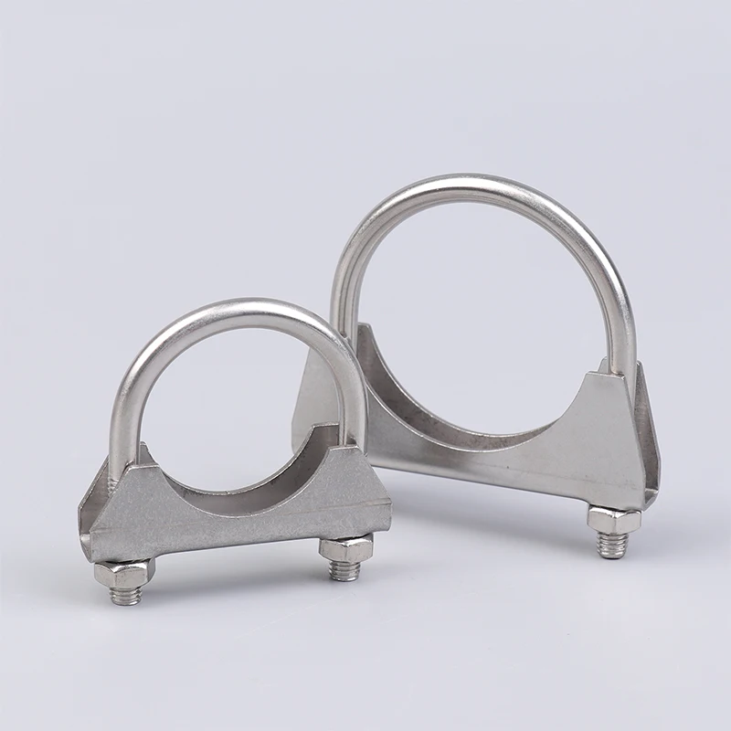 1Pc 304 Stainless Steel U-Screw Irregular Bolt With Baffle And Nut M8 Exhaust Pipe Clamp