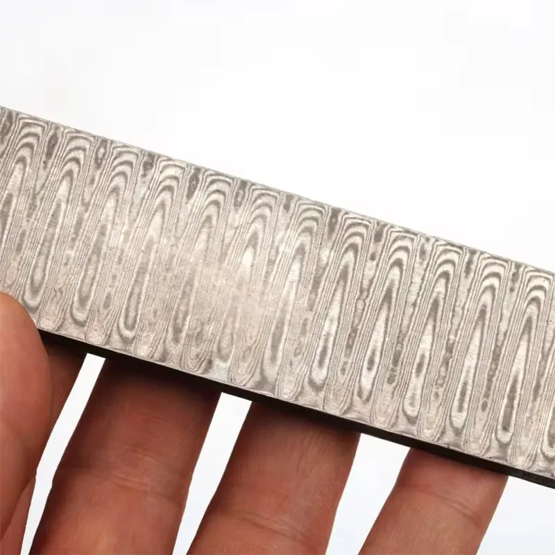 1 piece DIY knife Making Damascus steel ladder Sandwich Pattern steel Knife blade blank Heat Treatment 200*30*3mm