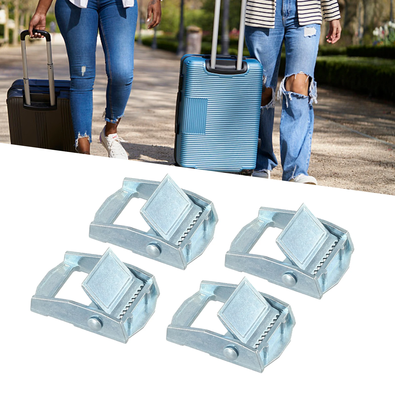 4Pcs Outdoor Camping Climbing Zinc Alloy Buckles For Heavy Duty Tie‑down Cargoes Strap Fixed Tensioner 25mm For Cases Luggage