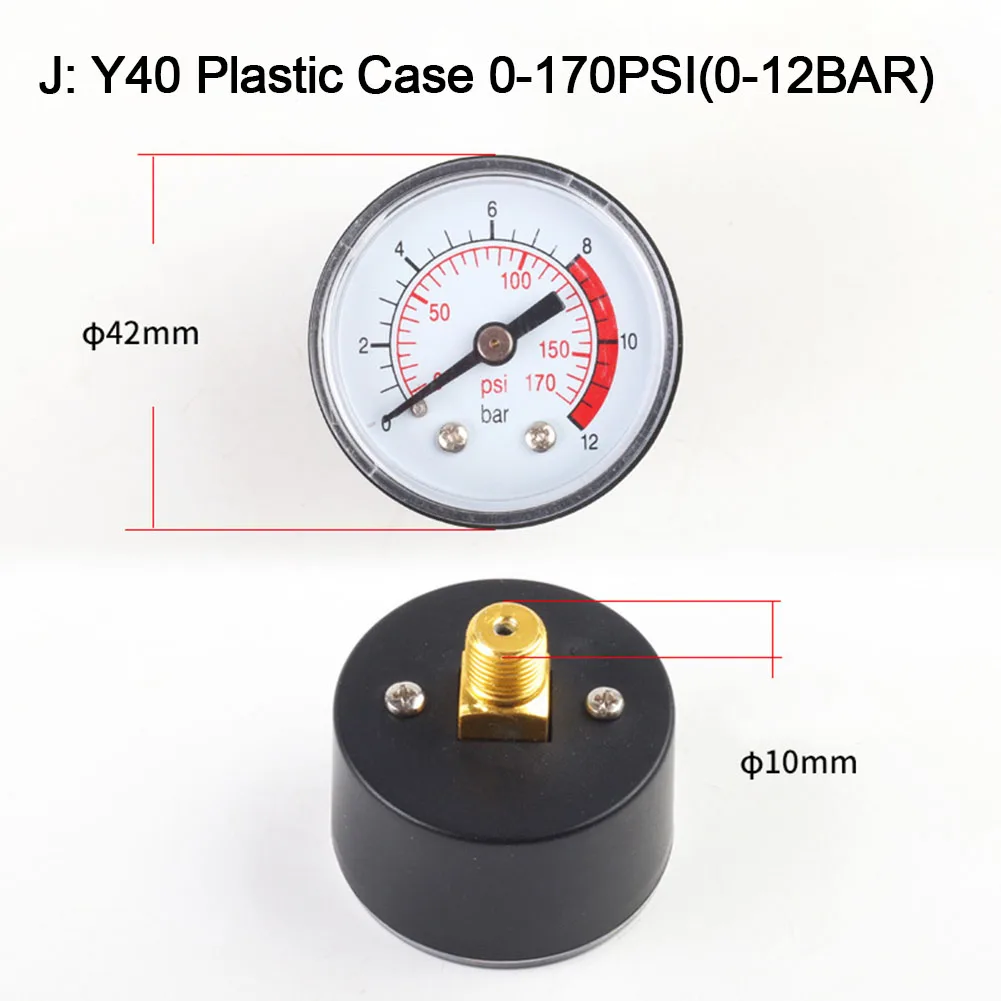 Y40 Y50 0-180PSI Gas Water Fuel Liquids Meter Pressure Gauge For Air Compressor
