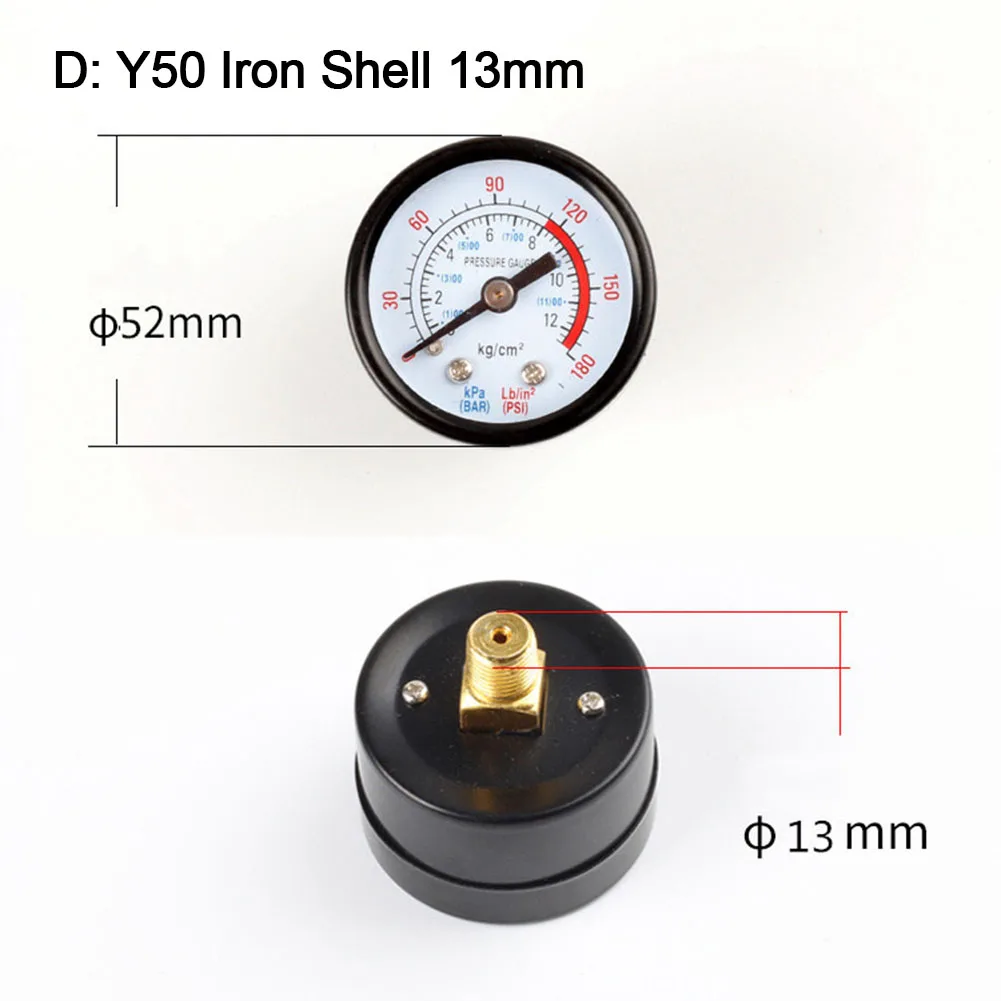 Y40 Y50 0-180PSI Gas Water Fuel Liquids Meter Pressure Gauge For Air Compressor