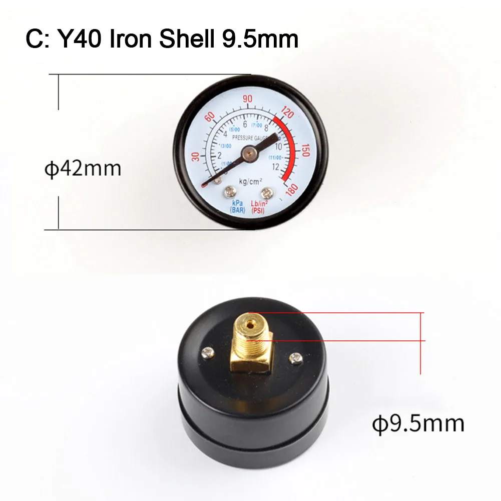 Y40 Y50 0-180PSI Gas Water Fuel Liquids Meter Pressure Gauge For Air Compressor