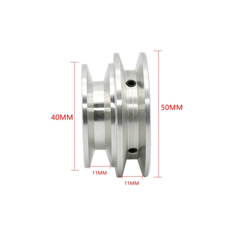 Aluminum Alloy 40/50MM Double Groove Pulley 8-20MM Fixed Bore V-Shape Pulley Wheel