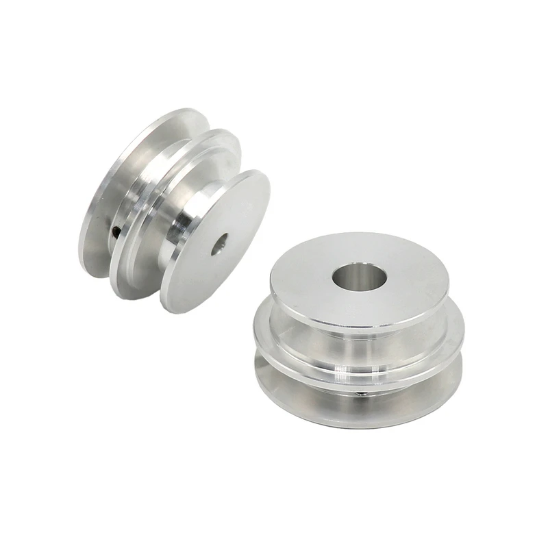 Aluminum Alloy 40/50MM Double Groove Pulley 8-20MM Fixed Bore V-Shape Pulley Wheel