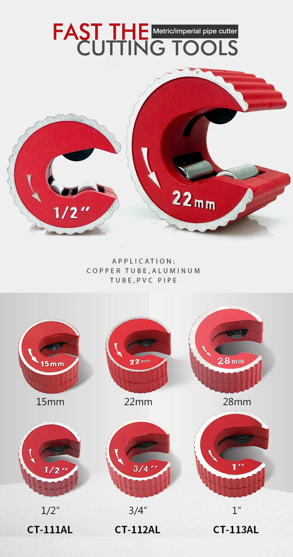 New Round Pipe Tube Cutter Aluminium Alloy Body Self Locking for Copper Tube Aluminium PVC Plastic Mini Round Pipe Cutter Tool