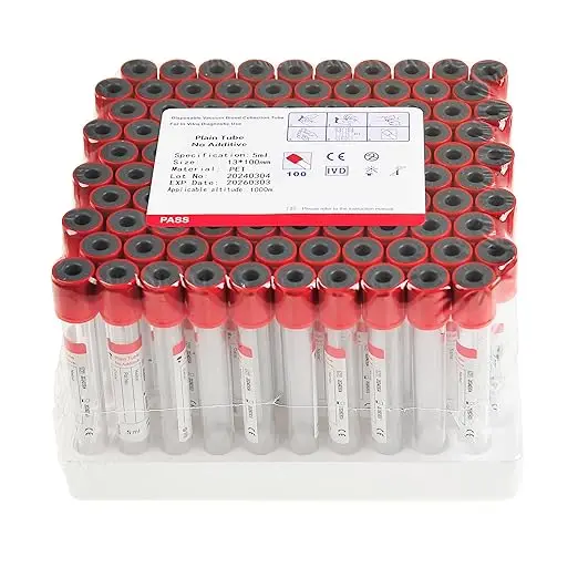 100pcs/lot 10ml PET/Glass Disposable Glass Vacuum No Anticoagulant Vacuum Blood Collection Tube Vacutainer