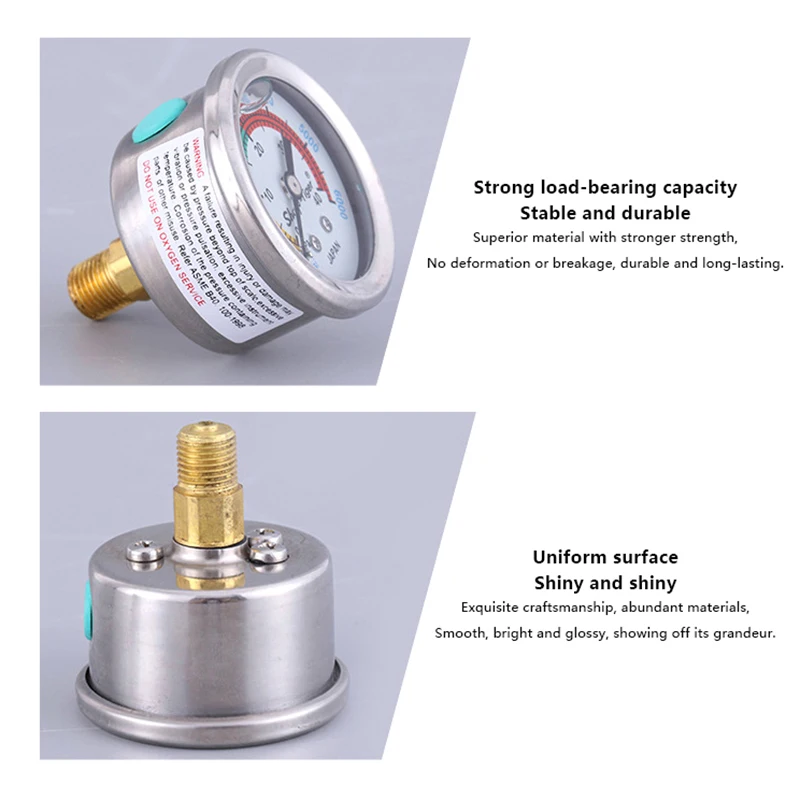 Oil Filled/Oil-free Pressure Gauge 40Mpa/6000PSI High Pressure Pump Air Compressor Pressure Gauge M10*1 Thread M10 Gasket