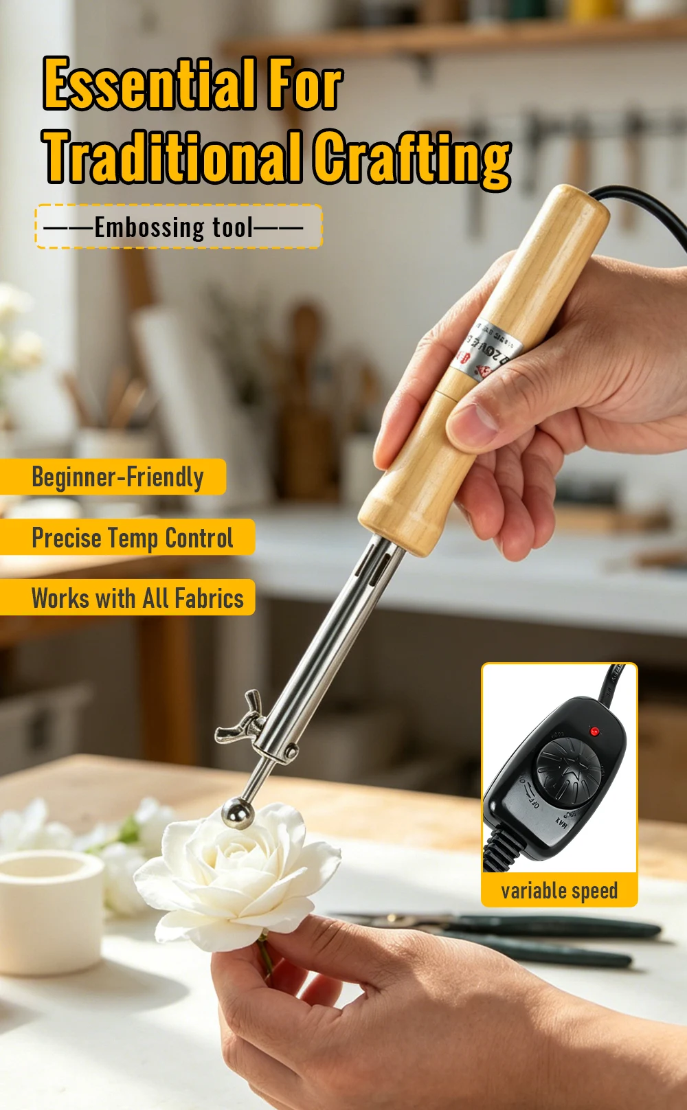 220V/110V Fabric Flowers Ironing Tool Set 18/13/11/8 Heads Soldering Iron DIY Artificial Flower Making Tool Ironing Machine